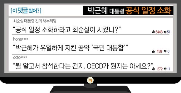[이 댓글 봤어?] 朴대통령 ‘최순실 스캔들’에도 일정 소화…“최순실이 시켰나?”