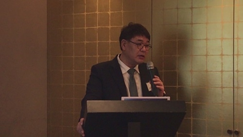 이종명 퓨전데이타 대표이사가 7일 여의도에서 열린 IPO기자 간담회에서 상장이후 전략에 대해 설명하고 있다.
