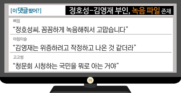 [이 댓글 봤어?] 정호성-김영재 부인 녹음파일 존재…네티즌 “국민을 뭐로 아는 거야?”