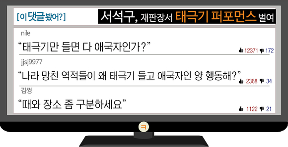 [이댓글봤어?] 서석구, 재판장서 태극기 꺼내…네티즌 공분 “국기 들면 다 애국자?”