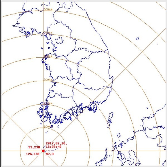 제주 서귀포 해역서 규모 2.0 지진 발생