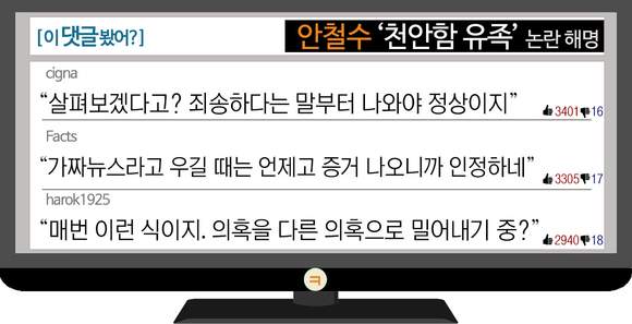 [이댓글봤어?] 安 ‘천안함 유족’ 논란 해명…네티즌 “가짜뉴스라더니?”