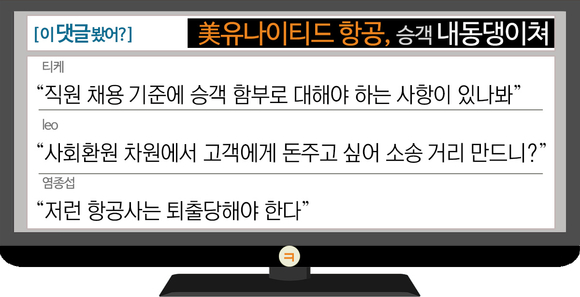 [이댓글봤어?] 美유나이티드 항공, 승객 내동댕이쳐…“문 닫아야 정신차릴 듯”