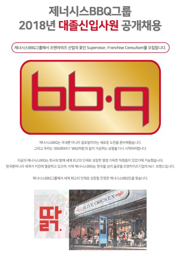 BBQ, 2018년 대졸신입사원 공개채용