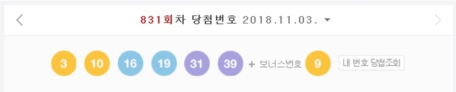 로또 831회 당첨번호 공개