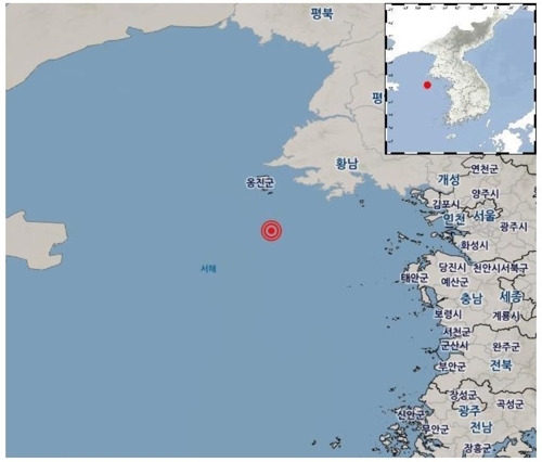 인천 백령도 해역서 규모 2.2 지진 발생