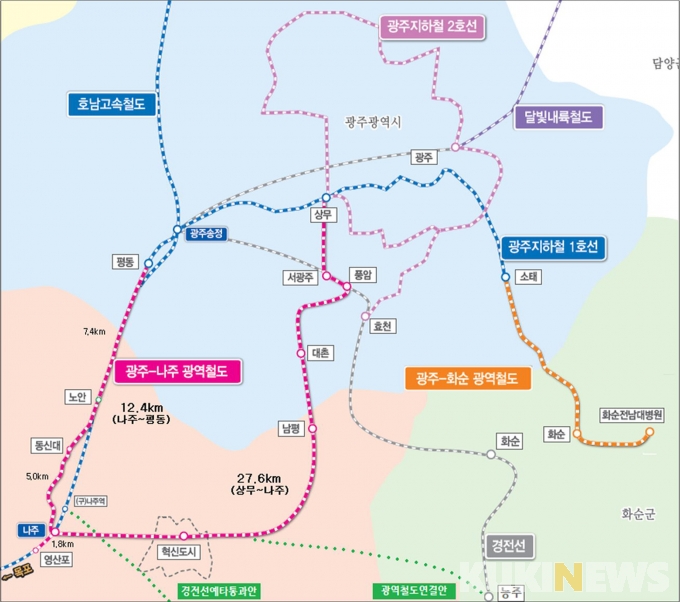 ‘광주~나주‧화순’ 광역철도 밑그림 ‘완성’