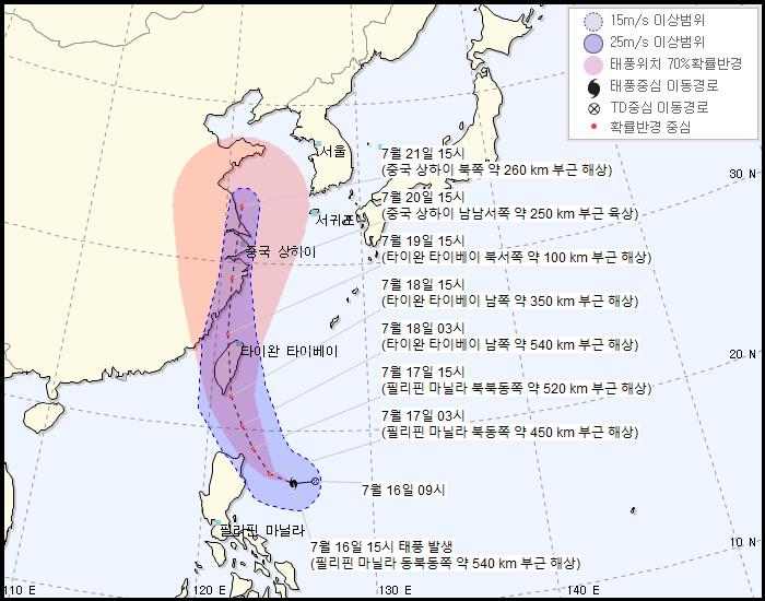 5호 태풍 ‘다나스’ 북상중…한국 안 올 가능성도