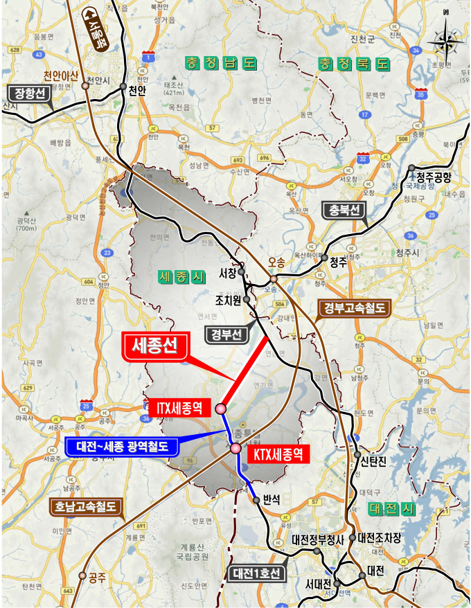 KTX 세종역 금남면 발산리 설치...ITX 노선도 병행 추진