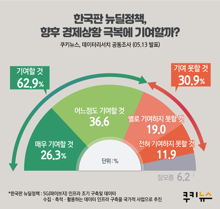 [쿠키뉴스·데이터리서치 여론조사] 한국판 뉴딜정책, 향후 경제상황 극복에 기여할까?