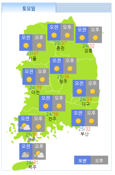 [날씨] 전국 대부분 지역 '폭염특보'…낮 최고기온 38도