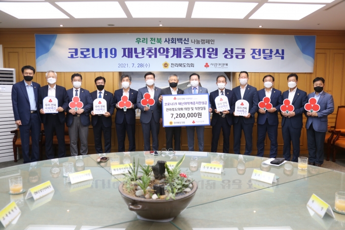 전북도의회, 코로나19 취약계층에 성금 720만원 전달
