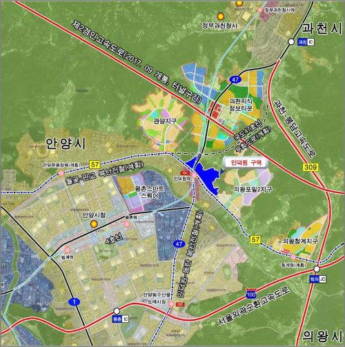 안양시 인덕원 주변 개발제한구역 15만974㎡ 해제