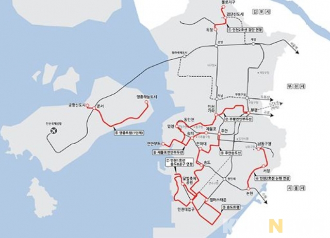 인천 도시철도망 구축계획 변경 확정...8개 노선 2조8620억 원 투입