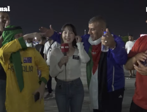 월드컵 중계 도중 어깨 ‘콰당’…리포터들 수난