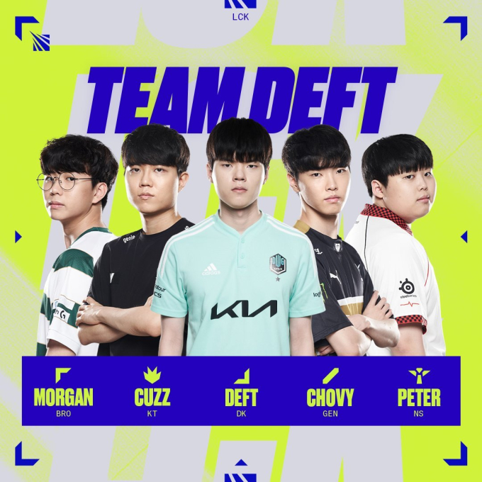 팀 페이커 vs 팀 데프트 로스터 확정… '두윌페바베-모커쵸뎊피' 맞대결 팀 페이커 Vs 팀 데프트 로스터 확정… '두윌페바베-모커쵸뎊피' 맞대결