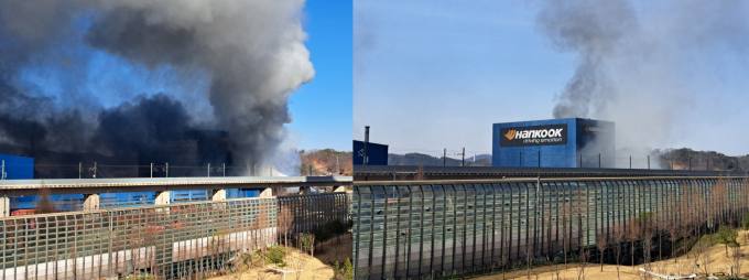 한국타이어 대전공장 화재 연기 잦아들었다