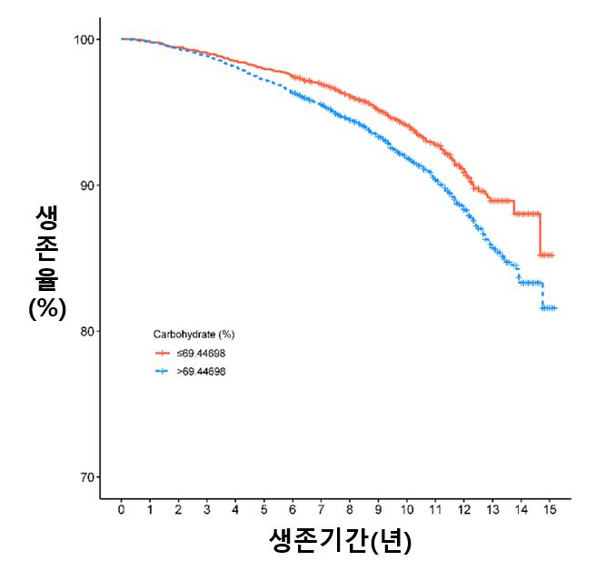 장년층 당뇨환자, 탄수화물 섭취율 69% 넘으면 사망 위험↑