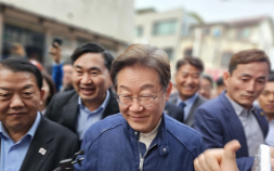이재명 후보, 강원 최북단 고성 거진전통시장 경청투어