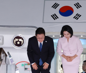 이 대통령, 美·日 순방 마치고 서울공항 도착