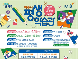 파주시 평생학습관, 제1기 정규강좌 수강생 모집