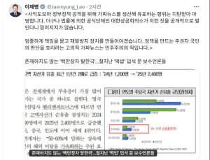 李대통령, ‘자산가 유출’ 대한상의 자료에 “고의적 가짜뉴스”