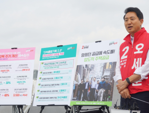 오세훈 “‘신속통합기획 2.0’으로 주택난 해소”…대림동서 공약 발표 [쿡 정치포토]