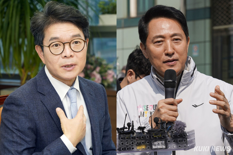 (왼쪽부터) 정원오 더불어민주당 서울시장 후보와 오세훈 국민의힘 서울시장 후보. 쿠키뉴스 자료사진