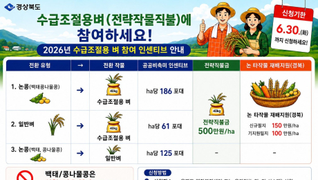 경북도, “전략작물직불, 오는 30일까지 신청하세요”